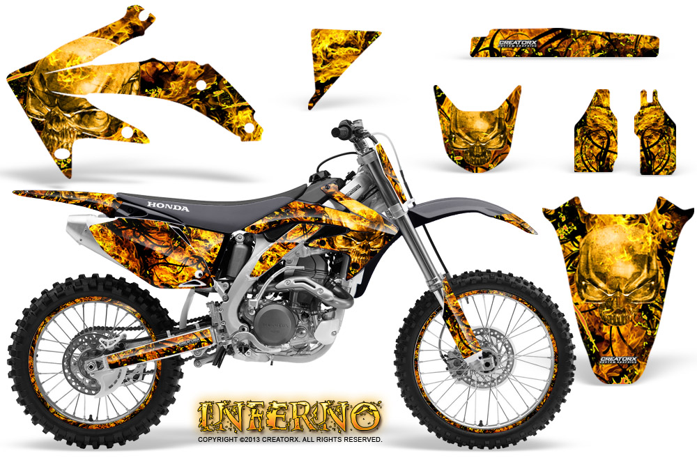 Honda CRF 450R 05-08 Graphics Kit Inferno Yellow NP Rims